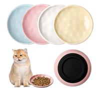 4 cuencos de cerámica para gatos, con base de silicona antideslizante, cuencos planos para gatos, 15 cm de diámetro, para gatos y cachorros