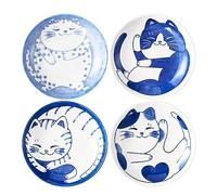 4 Cuencos de Cerámica para Salsa de Soja de 4 Pulgadas - Platos Japoneses para Gatos, Inmersión y Aperitivos - Juego de Platos Pequeños