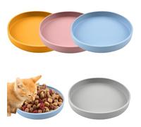 4 cuencos para gatos, comedero para gatos, tricolor, 18 cm, cuenco de silicona ancho, para comida seca y húmeda (azul, amarillo, rosa, gris)