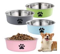 4 cuencos para perros de acero inoxidable, antideslizantes, con base de silicona, aptos para lavavajillas, fáciles de limpiar, cuencos para perros para comida y agua, cuenco para perros pequeños