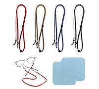 4 cuerdas de gafas, con 2 piezas de tela de limpieza, accesorios de Flor vieja Gafas, fijador de gafas, cuerda de gafas ajustable, cinturón de gafas de deporte, Unisex, adecuado para el deporte