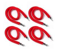 4 Cuerdas De Obstáculos para Control De Multitudes Con Ganchos Plateados,la Longitud Es De 1 Metro/1,5 Metros/2 Metros/2,5 Metros/3 Metros,cuerda De Terciopelo Rojo,para Cines, Hoteles(Size:2M)