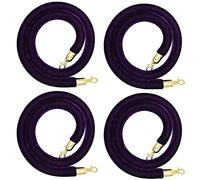 4 Cuerdas de Terciopelo Gris con broches Dorados para Postes de Control de multitudes y Filas. Cuerda de Seguridad Elegante para Eventos y gestión de Filas VIP.