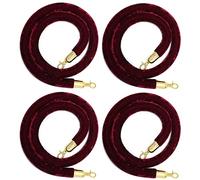 4 Cuerdas de Terciopelo Gris para Postes con Cierres Dorados. Barrera de Control de multitudes para Filas de Eventos. Cuerda de Seguridad para Postes. Solución Elegante para la gestión de fi