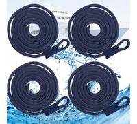 4 Cuerdas Protectoras para Barcos, cordón elástico Amarre, línea de Muelle con Ojo, para pontón, Jet Ski, Kayak, Canoa, Barco a Motor, 6 mm x 1,5 m, Azul Marino