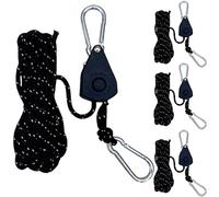 4 cuerdas tensoras reflectantes de 4 m, cuerda tensora ligera de 4 mm, cuerda ajustable para tienda de campaña al aire libre, toldo para tienda de campaña, toldo (negro)