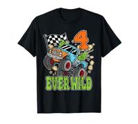 4º Cumpleaños Four Ever Wild 4 Años Monster Truck Racing Camiseta