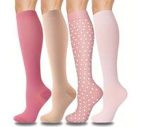 4 de Calcetines de Compresión de Cobre para Mujer y Hombre, Tejido , Calcetines de Compresión la de 10 mmHg para Soporte en Correr, Yoga, Escalada y Ciclismo