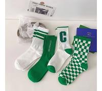 4 de Calcetines Vintage a Cuadros Verdes con , Modernos, Transpirables y Cómodos, Ideales para , Caña, Unisex