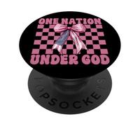 4 de Julio, Bandera Americana patriótica una nación bajo Dios PopSockets PopGrip Adhesivo