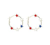 4 de julio, Día de la Independencia de Estados Unidos, estrella creativa de cinco puntas, pendientes de bandera roja, azul y blanca, joyería de moda para mujeres como regalo Pendientes de diseñador
