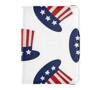 4 de julio Día de la Independencia rojo y azul sombrero de cuero impermeable soporte para pasaporte para viaje Combo cartera lindo pasaporte libro para hombres ultra delgado, Sombrero rojo y azul del