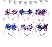 4 de julio Diadema, diadema patriótica para mujeres - 6 x 4 de julio - Diadema patriótica de diseño clásico, cómoda para hombres, mujeres y niños para llevar