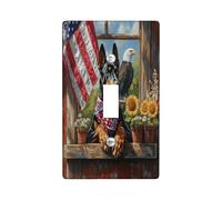 4 de julio Doberman Dog - Placa decorativa para interruptor de luz, placa de pared con 1 palanca única, placa de interruptor eléctrico de granja de 250 años, placa frontal eléctrica de aniversario
