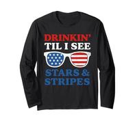 4 de julio Drinkin Tell I see Stars Vintage USA Gafas de sol Manga Larga
