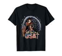 4 de julio God Bless The USA Black Girl Flag Melanin Afro Camiseta