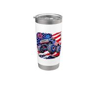 4 de julio Monster Truck bandera de Estados Unidos para niños pequeños Vaso térmico de acero inoxidable de doble pared