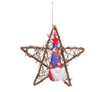 4 de Julio Muñeca sin Rostro Guirnalda del Día de la Independencia Adorno de Puerta de ratán en Forma de Estrella patriótica para decoración de Pared de Puerta Delantera (Tipo A)