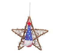 4 de Julio Muñeca sin Rostro Guirnalda del Día de la Independencia Adorno de Puerta de ratán en Forma de Estrella patriótica para decoración de Pared de Puerta Delantera (Tipo B)