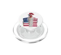 4 de Julio patriótico Gallo Pollo Rojo Blanco Azul Bandera de Estados Unidos PopSockets PopGrip para MagSafe