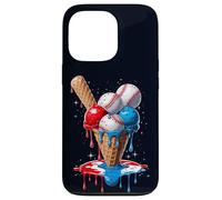 4 de Julio Red White and Blue Baseball Ice Cream Drip Boys Carcasa para iPhone 13 Pro