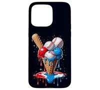 4 de Julio Red White and Blue Baseball Ice Cream Drip Boys Carcasa para iPhone 15 Pro MAX
