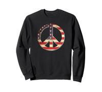 4 de julio, signo de la paz, bandera estadounidense, mano vintage de EE Sudadera