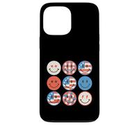 4 de julio Smile Faces Retro Groovy bandera de Estados Unidos para niños Carcasa para iPhone 13 Pro Max