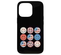 4 de julio Smile Faces Retro Groovy bandera de Estados Unidos para niños Carcasa para iPhone 13 Pro