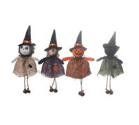 4 decoraciones colgantes de Halloween con diseños de calabaza, bruja y gato negro para decoración de fiestas de vacaciones y exhibición de temporada en interiores o exteriores (Dude Hanger)