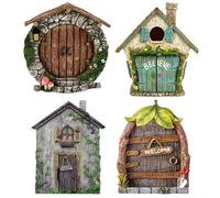 4 decoraciones de puerta de madera de cuento de hadas para jardines de hadas y espacios creativos