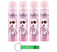 4 desodorantes Malizia Donna Lolita Seduction Parfum,desodorante desodorante en spray para mujer 100 ml + llavero gratis Beni Culinari