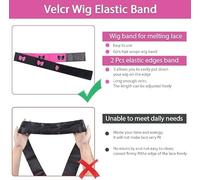 4 Diademas Antideslizantes Rosas Y 2 Redecillas Negras, Elasticidad Ajustable En Ambos Lados, Bordes Fijos De La Peluca, Prácticos Accesorios Elásticos Para El Cabello.