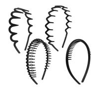 4 diademas con dientes de tiburón, diademas para el pelo para mujer, color negro, con pinzas mate, antideslizantes, para hombres, ondas, unisex, bandas elásticas para el pelo para deportes al aire