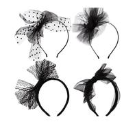 4 diademas de malla con lazos grandes, cómodas y prácticas, decoración para el cabello para uso diario y eventos