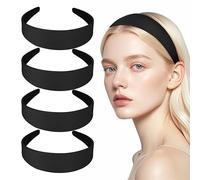 4 diademas de satén anchas, negras, de tela acolchada, para mujeres y niñas, elegantes diademas para el día a día, fiestas y cosplay