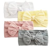 4 diademas de turbante para bebé, diademas de nailon para niña, diadema con lazo para bebé, diadema con lazo suave, bandas elásticas para el pelo para bebé recién nacido, niños pequeños