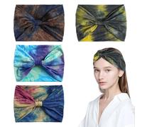 4 diademas elásticas Batik, bandas elásticas para el sudor para correr, yoga, ejercicio, elásticas, absorbentes y modernas y versátiles.