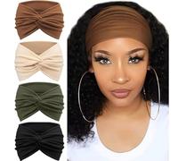 4 diademas elásticas deportivas reversibles de poliéster transpirable, decoración para el cabello, para mujeres y niñas, diademas de poliéster suave para yoga y entrenamiento