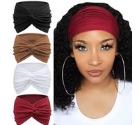 4 diademas elásticas deportivas reversibles de poliéster transpirable, decoración para el cabello, para mujeres y niñas, diademas de poliéster suave para yoga y entrenamiento