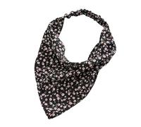 4 diademas para mujer, triangular, banda de goma, pañuelo con flores pequeñas, diademas bohemias, pañuelos elásticos, turbante para el pelo, pañuelo para el pelo, accesorio para el pelo, color negro A