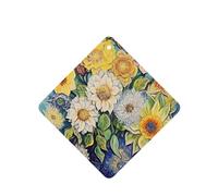 4 difusores de aroma de coche con diseño de flores de óleo sobre lienzo, cuadrados, para colgar fragancias, tabletas, decoración interior del coche, armario, zapatos, armario, ambientador de