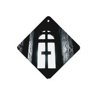 4 difusores de aroma de cruz de iglesia para coche, cuadrado, para colgar fragancia, tableta, decoración interior del coche, armario, zapatos, armario, ambientador de fragancia