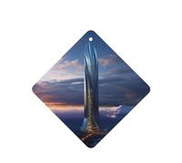 4 difusores de aroma de la Torre del Futuro del Automóvil Cuadrado Colgante de Fragancia Tableta Decoración Interior del Coche Armario Zapatero Am