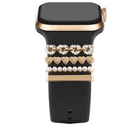 4 dijes de metal brillantes para correas de Apple Watch Series SE 8, 7, 6, 5, 4, 3, 2, 1 Ultra, correa de reloj, abalorios, anillo decorativo de corazón de diamante para correa de reloj Samsung