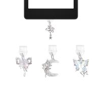 4 dijes de tapón antipolvo tipo C, dijes para Kindle, dijes para Kindle, dijes para teléfono, diseño de lazo de estrella y mariposa, accesorios básicos para Kindles, cubierta de puerto de carga para