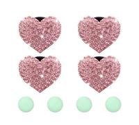 4 dijes de ventilación de coche, clips de ventilación de corazón de diamantes de imitación para ventilación de aire fresco decorativos de coche
