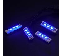 4 downlights blancos 1x4/LED azul en una fila (cuatro en uno), alimentado por USB, 100% compatible con ladrillos Lego