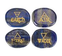 4 Elementos de Piedras Surtidas, Símbolos Triangulares Grabados, Piedras de Palma de Runas Pulidas para Curación de Reiki, Cristales de Agua de Fuego de Aire Tierra Portátiles