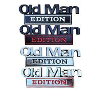 4 emblemas de edición Old Man, 3D Metal Cromo Pegatinas Emblema Emblema Emblema Automovilístico Pegatina Emblema Coche Maletero Cuerpo Puerta Estilo, Divertida Edición Adhesivo para Parachoques